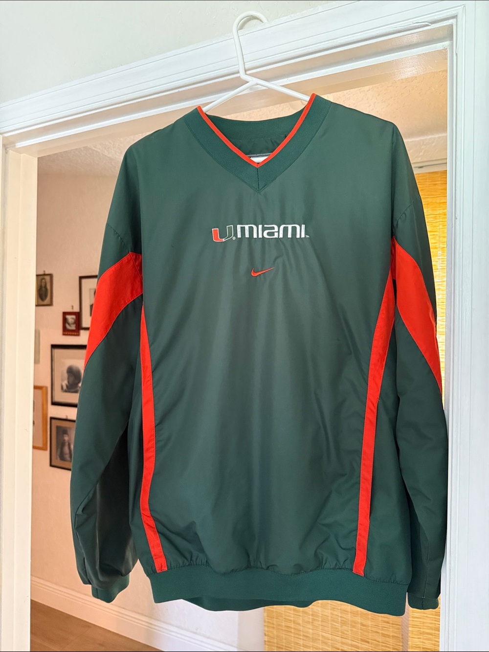 Nike Green and Orange U Miami Pullover Windbreaker